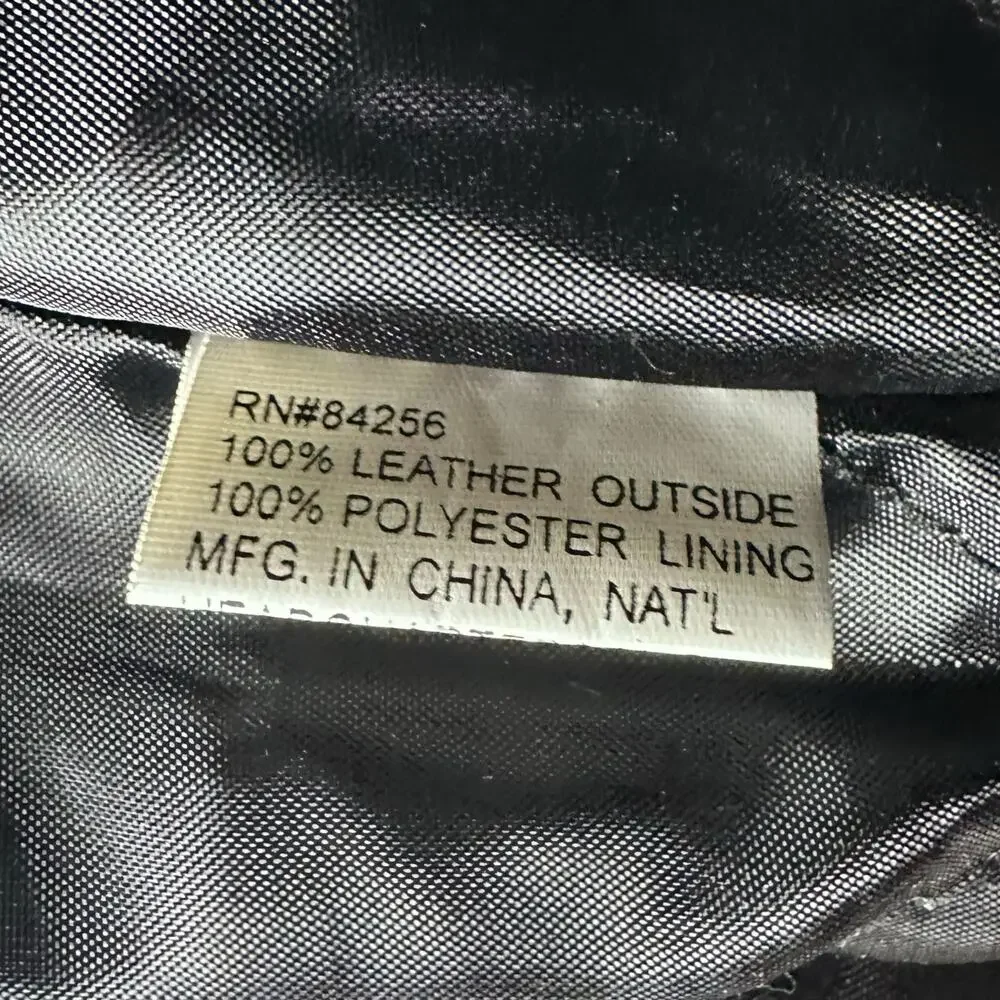 Vintage Diamond Plate Men’s Buffalo Leather Motorcycle Jacket - Black, Size XL